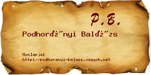 Podhorányi Balázs névjegykártya