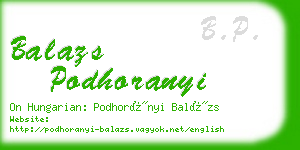 balazs podhoranyi business card